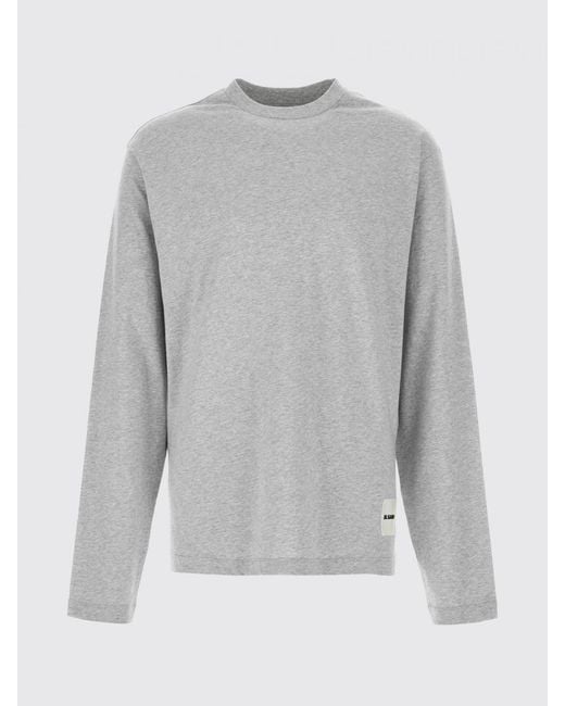 Jil Sander Gray Cotton T-Shirt With Logo for men