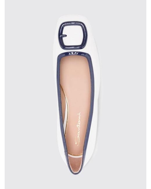 Santoni White Leather Ballerinas