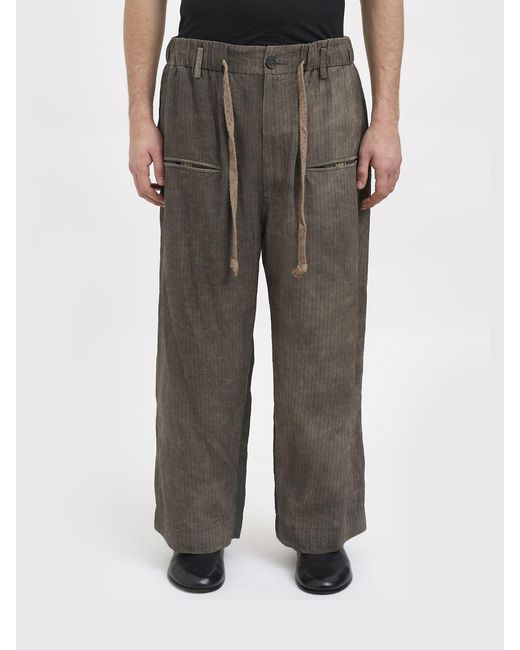 Ziggy Chen Brown Wool And Linen Wide Trousers for men
