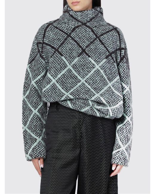 Dries Van Noten Gray Checked Alpaca-Blend Sweater
