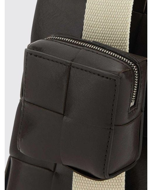 Bottega Veneta Black Cassette Intrecciato Woven Calfskin Crossbody Bag for men