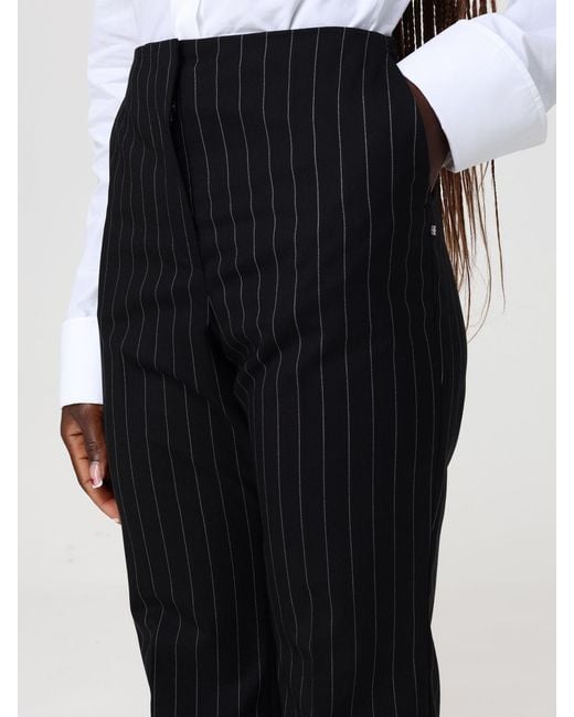 Sportmax Black Striped Wool Blend Flared Trousers