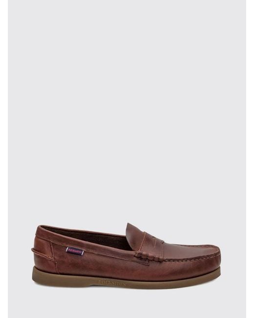 Sebago Brown Dolphin Waxed Leather Loafers for men