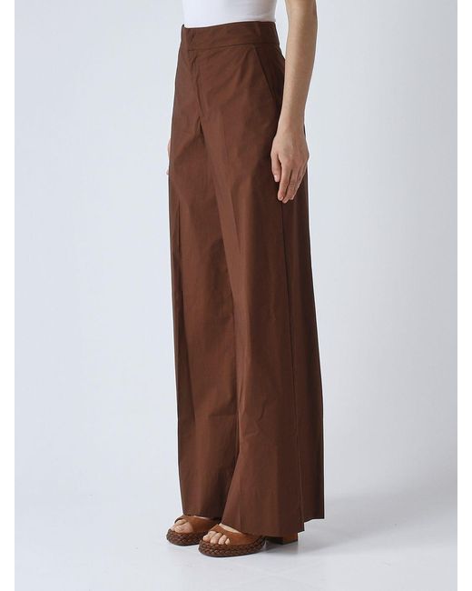 Twinset Brown Stretch Cotton Palazzo Trousers