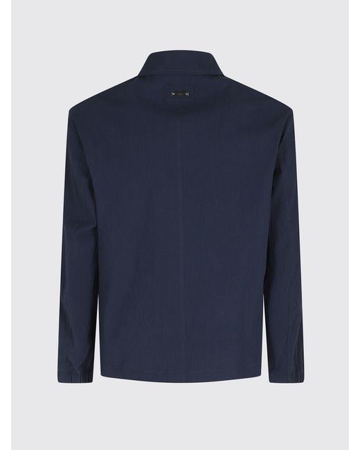 Paolo Pecora Blue Cotton Seersucker Shirt Jacket for men