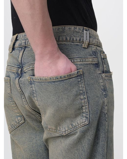 Represent Gray Used Cotton Denim Wide Leg Jeans for men