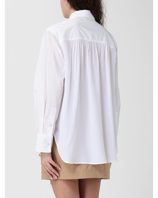 Pinko White Poplin And Crepe Shirt