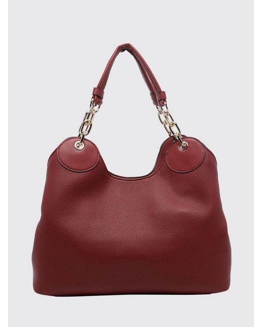 Liu Jo Red Grained Faux Leather Shoulder Bag With Double Handle