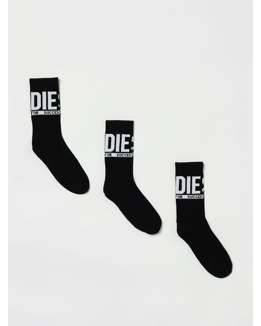 DIESEL Black Set Of 3 Pairs Of Cotton Socks for men