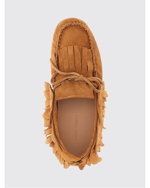 Alberta Ferretti White Fringed Suede Loafers