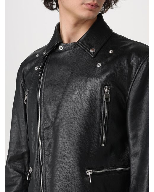 McQueen Black Leather Outerwears for men
