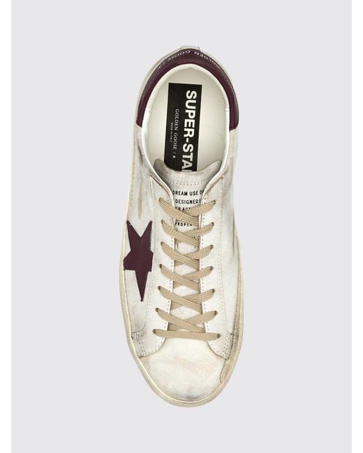 Golden Goose Deluxe Brand Natural Super-Star Smooth Calfskin Sneakers With Distressed Effect for men