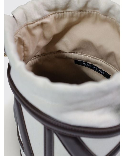 ARMANI EXCHANGE Black Canvas And Faux Leather Bucket Bag