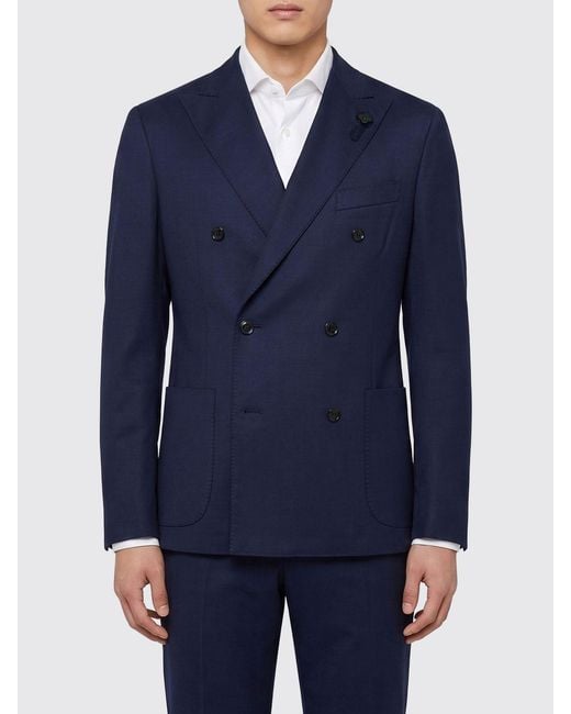 Lardini Blue Double-Breasted Cotton Jacket for men