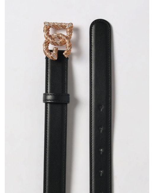 Dolce & Gabbana Gray Dolce &Amp Gabbana Dg Leather Belt With Jewel Buckle