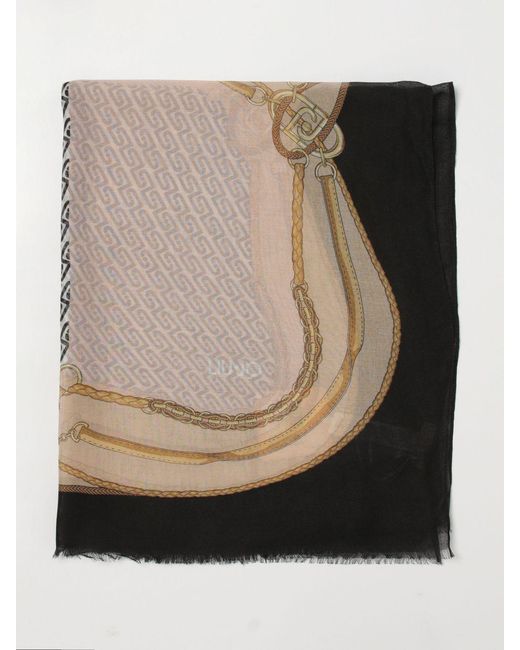 Liu Jo Gray Polyester Scarf With All-Over Lj Monogram