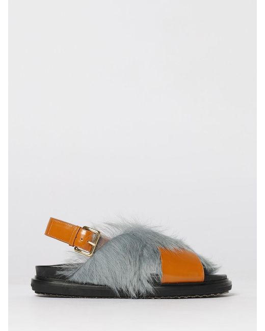 Marni Multicolor Leather And Fur Sandals