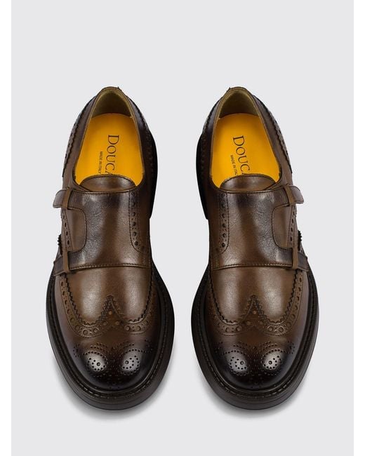 Doucal's White Smooth Calfskin Double Monk Strap Shoes With Rubber Sole for men