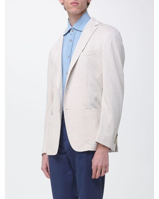 Eleventy White Single-Breasted Linen And Cotton Blazer for men