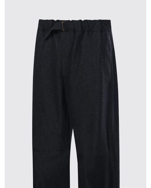 DARKPARK Black Wide-Leg Virgin Wool Trousers With Belt for men