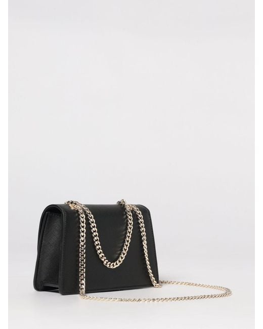 Just Cavalli Black Saffiano Leather Shoulder Bag With Logo
