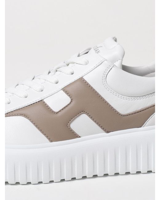 Hogan White H-Stripe Leather Sneakers for men