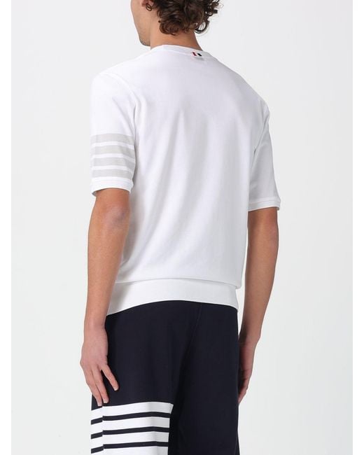 Thom Browne White 4-Bar Cotton T-Shirt for men