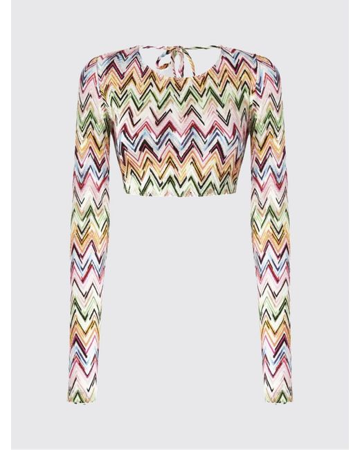 Missoni Red Cropped Viscose Top With Zig-Zag Motif