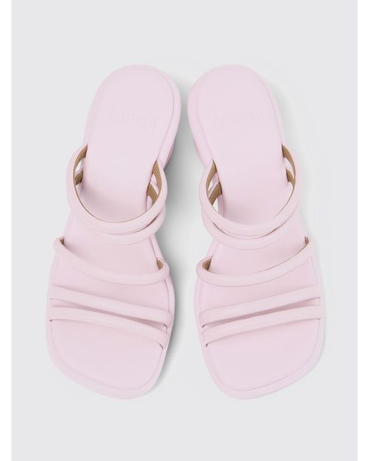 Camper Pink Louise Leather Wedge Sandals