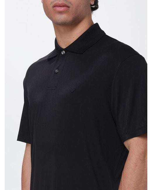 Emporio Armani Black Silk Blend Polo Shirt for men