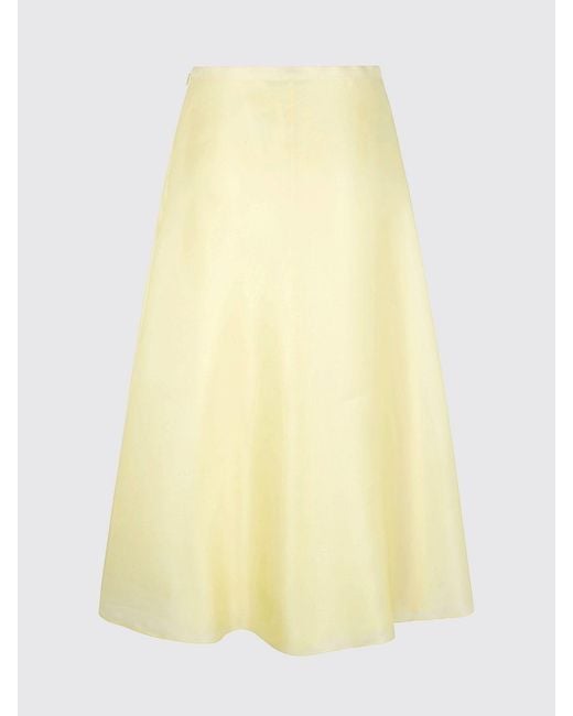 Alberta Ferretti Natural Silk Organza Midi Skirt
