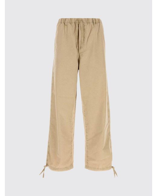 Ferragamo Natural Cotton And Silk Wide-Leg Trousers With Drawstring for men