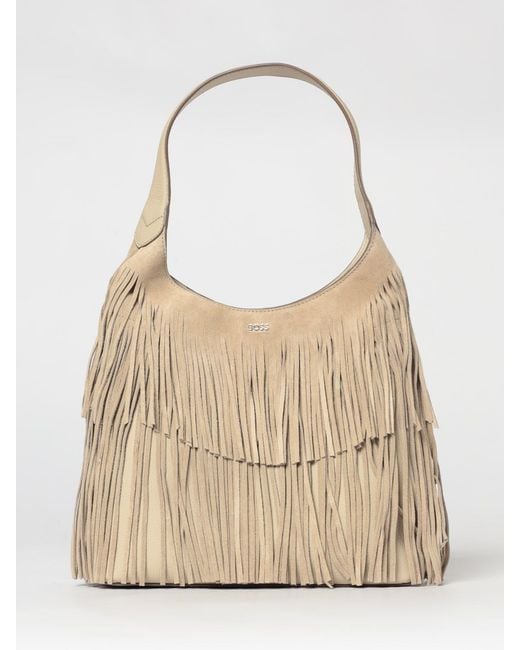 Boss Natural Lenah Fringed Suede Bag