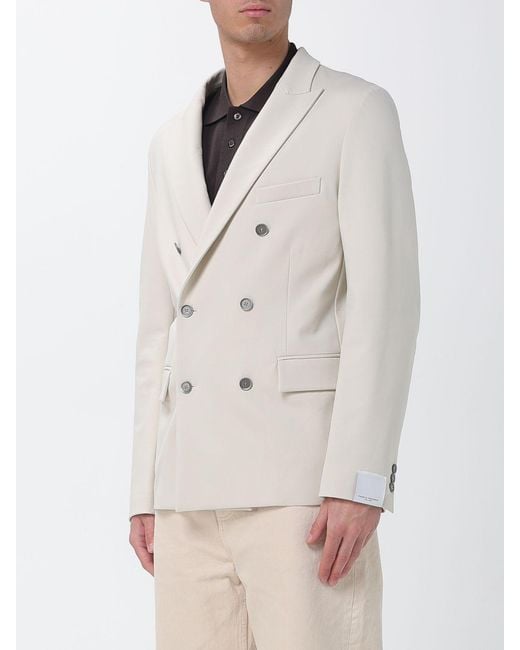Paolo Pecora Natural Wool Blend Double-Breasted Blazer for men