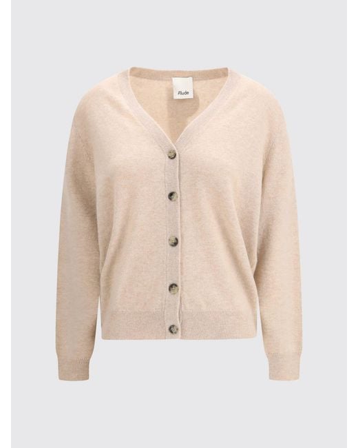 Allude Natural 100% Cashmere V-Neck Cardigan With Patch Pockets