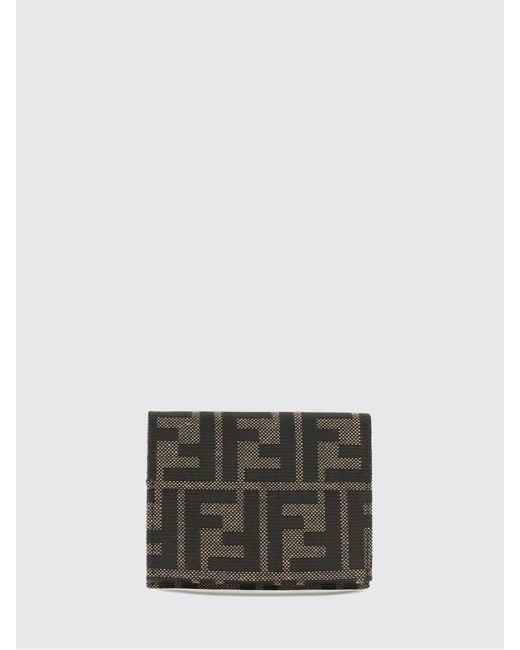Tarjetero Bifold En Tejido Jacquard Con Monograma Ff Fendi de color Gray