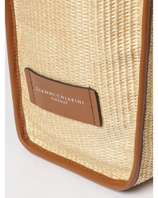 Gianni Chiarini Natural Marcella Raffia Bag With Animalier Embroidery
