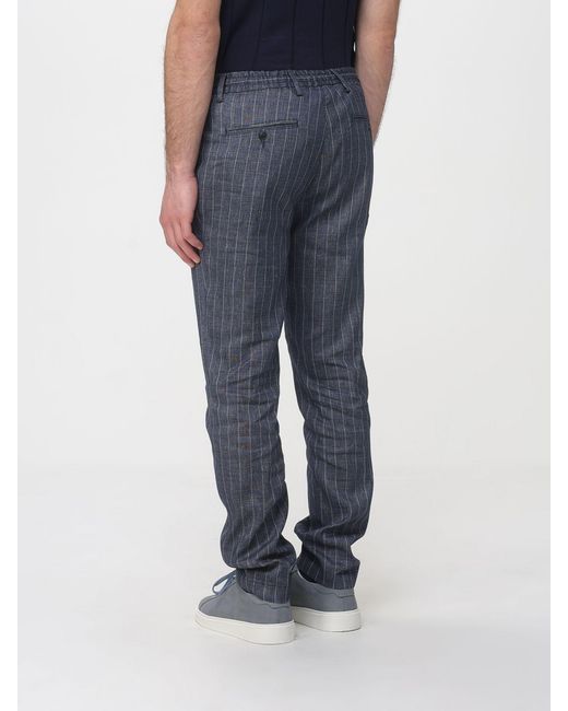 Manuel Ritz Blue Striped Linen Blend Drawstring Trousers for men