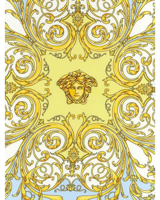 Foulard Baroque De Seda Estampada Versace de color Metallic
