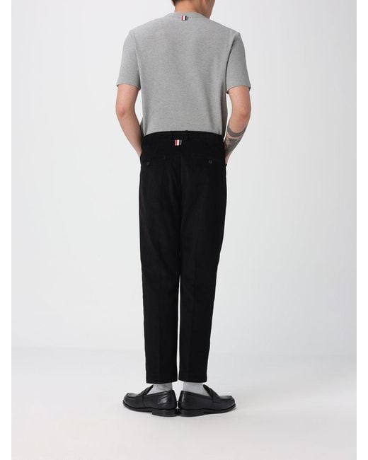 Thom Browne Gray 4-Bar Cotton Basic T-Shirt With Logo for men