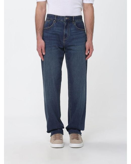 ARMANI EXCHANGE Blue Wide-Leg Cotton Denim Jeans With Mid-Rise Waist for men