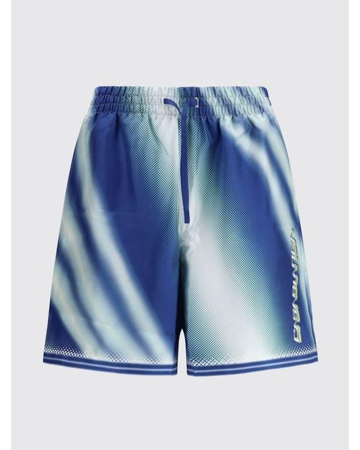 Casablanca Blue Abstract Print Silk Twill Jogging Shorts for men