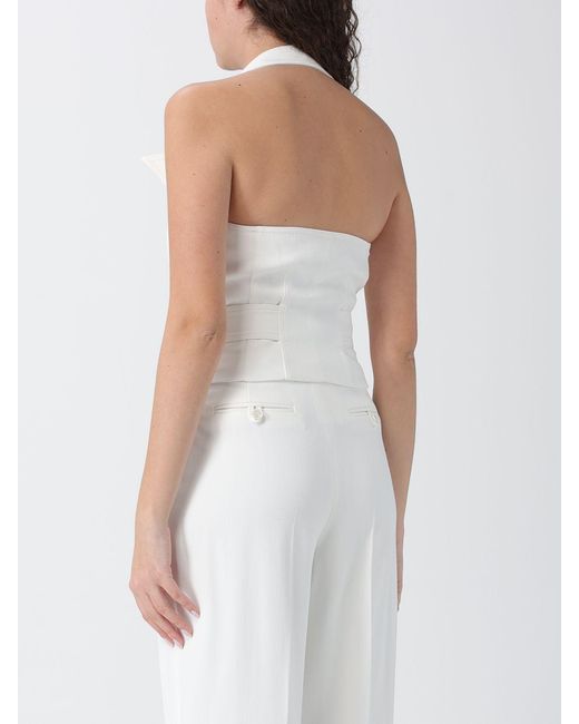 Elisabetta Franchi White Double Breasted Viscose Vest