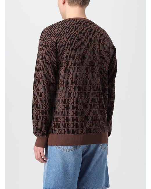 Pull À Col Rond Avec Logo All-Over Moschino Couture pour homme en coloris Brown