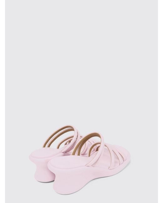 Camper Pink Louise Leather Wedge Sandals