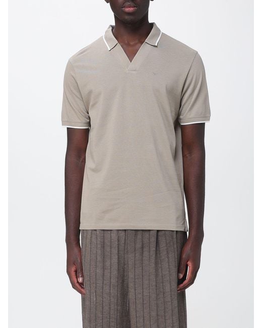 Emporio Armani Gray Cotton Polo Shirt for men