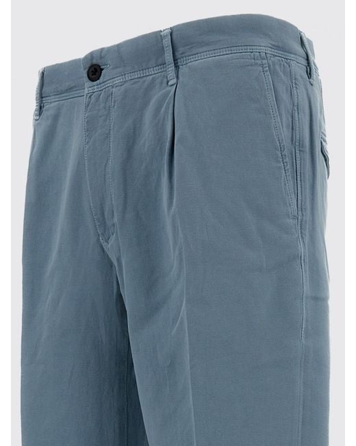 Incotex Blue Cotton And Linen Chino Trousers for men