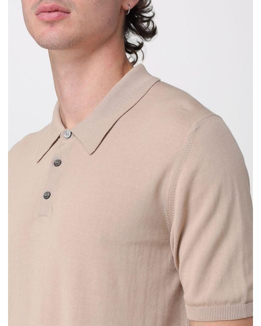 Roberto Collina Natural Short-Sleeved Cotton Polo Shirt With Three-Button Placket for men