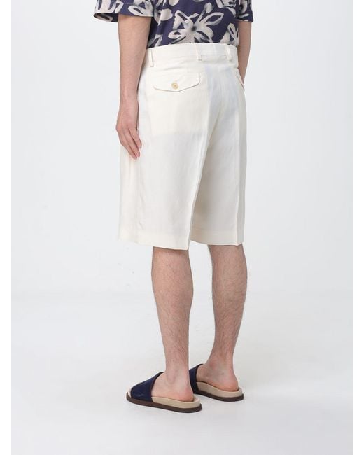 Laneus White Cotton Bermuda Shorts for men