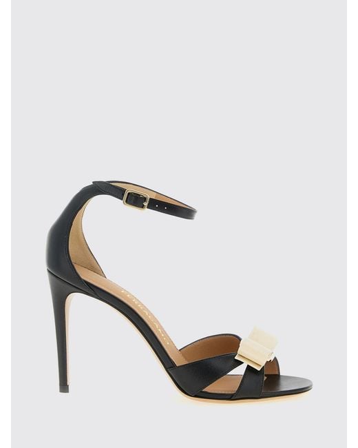 Ferragamo White Leather Sandal With Vara Bow